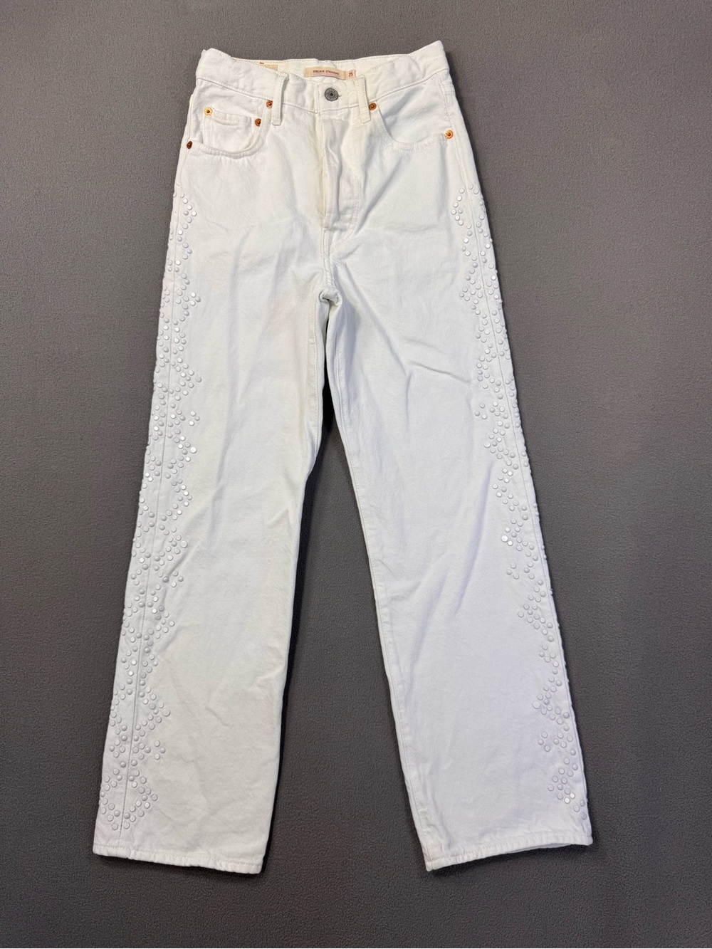 Levi's White Jeans with Stud Embellishments, Straight Leg, Women’s 25/27